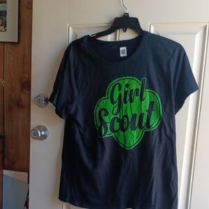 Gildan Black Adult Tee with Bright Green Girl Scout Logo